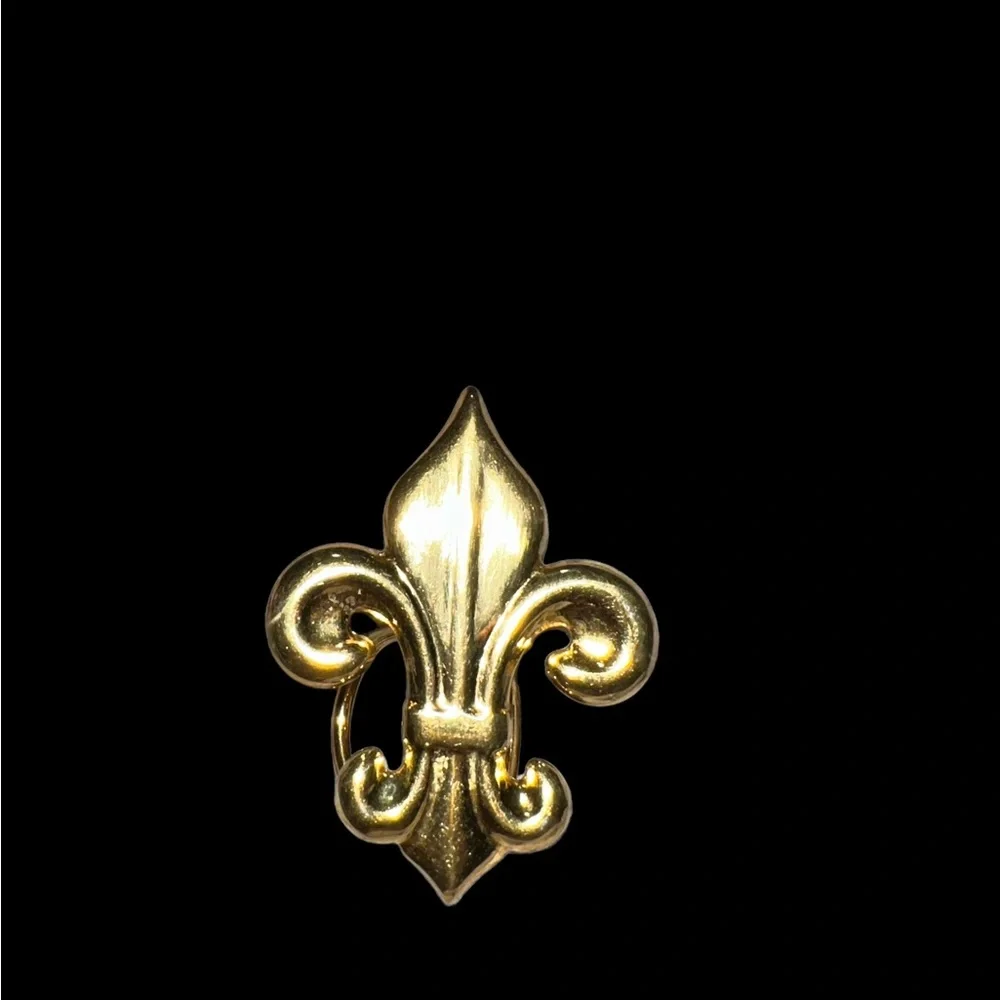 Vintage Fleur-de-lis ⚜️ gold tone scarf ring 1.5” W x 1.75” ⚜️BEAUTIFUL ⚜️ - Picture 6 of 6